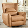 INZOY Power Swivel Rocker Recliner Glider, Oversize Electric Swivel Rocker Recliners with Highly Enveloping Backrest, Nursery Rocking Recliner Chair Fabric Reclining Sofa for Living Room, Brown