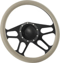 14'' Billet Half Wrap 9 Bolts Steering Wheel with 2'' Dish and Horn Button(Tan)