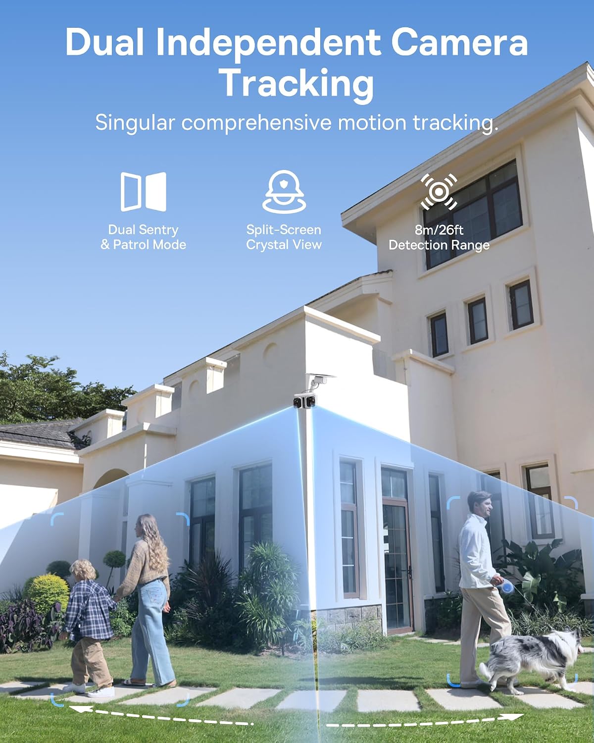 Baseus X1 Pro Dual-Tracking Solar Security Camera Outdoor Wireless, Supports up to 512GB, Dual 3K AI Cameras, 300° Pan, Color Night Vision, 8× Zoom, IP65, No Subscription with 32GB Card