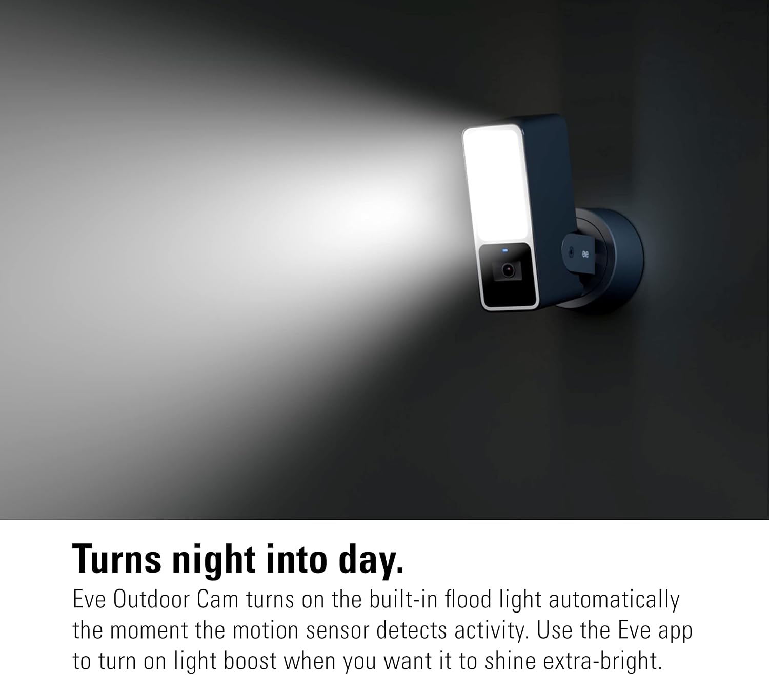 Eve Outdoor Cam (White Edition) – Secure floodlight Camera, (HomeKit Secure Video), 1080p, Night Vision, Wi-Fi (2.4 GHz), Motion Sensor, Two-Way Communication, Flexible & Easy Installation