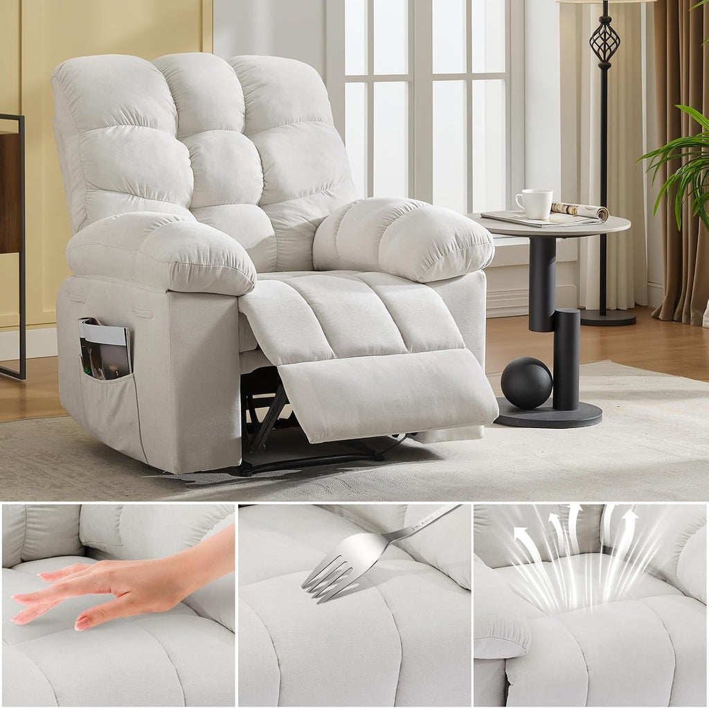 21.4in Wide Rocking Recliner Chair,Massage & Heat Recliner Chair for Adults,Home Theater Seating with Lumbar Support,Nursery Rocking Chairs for Living Room