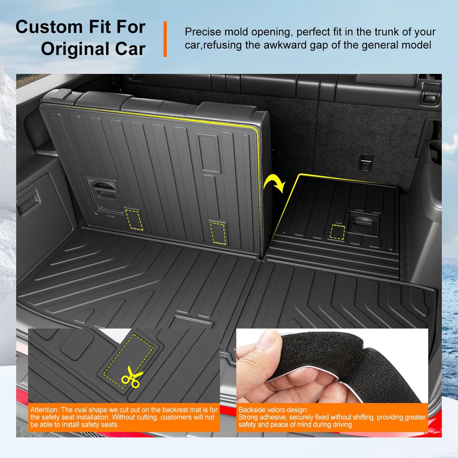 powoq Floor Mats Compatible with 2009-2015 Honda Pilot Cargo Mat Floor Liner Cargo Liner Back Seat Protector Replacement for 2009-2015 Honda Pilot Accessories (Trunk Mat with Backrest Mat+Floor Mats)