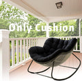 Papasan Rocking Chair Cushion, Oversized Wicker Papasan Recliner Chair Cushion, Indoor Egg Royal Rattan Rocking Chair Cushion for Front Porch Lounge Lawn(Only Cushion)