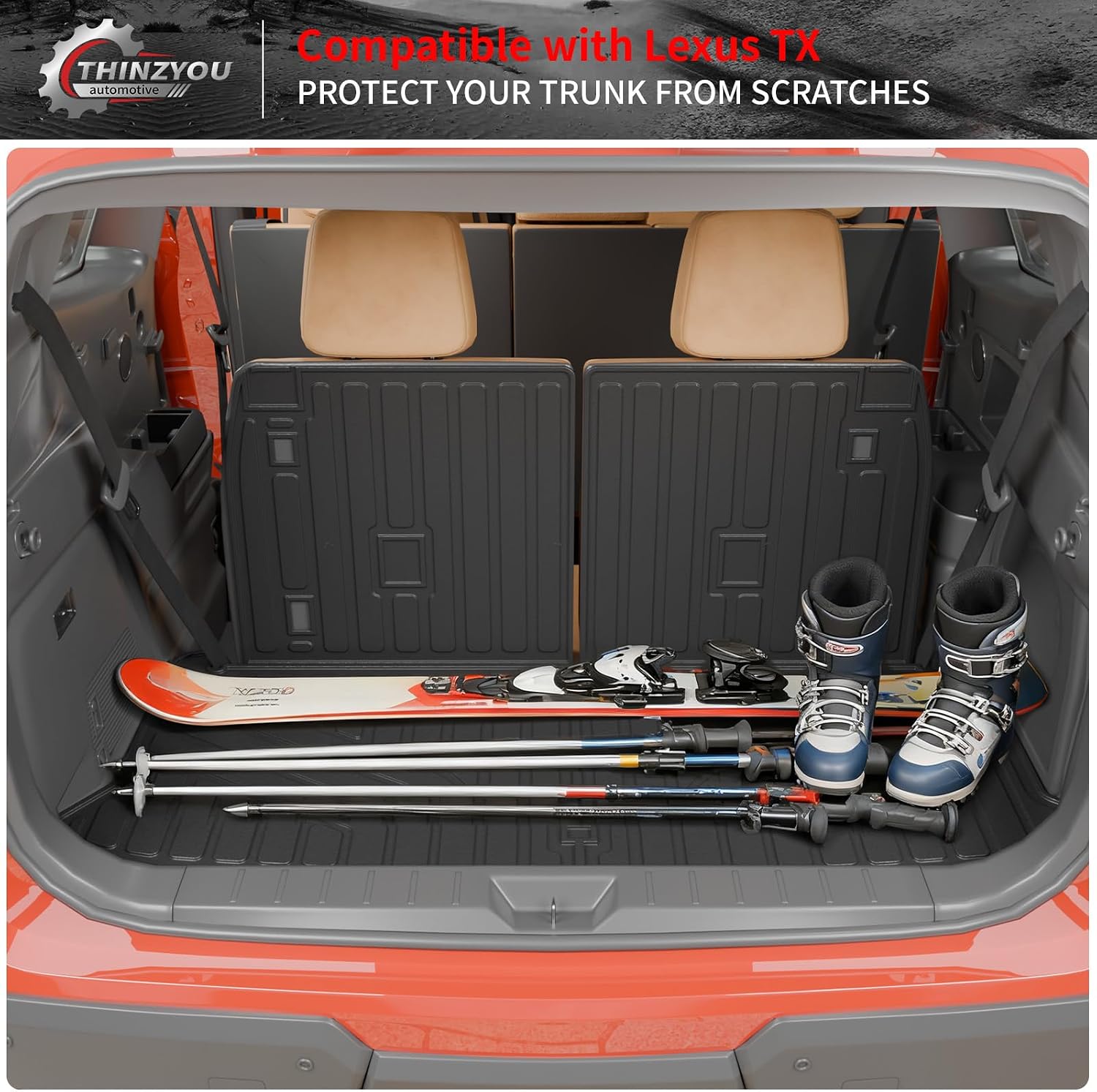 Floor Mats Compatible with 2024 2025 2026 Lexus TX350 TX500h TX550h+ 6&7 Seats Cargo Mat Trunk Liner Back Seat Cover All Weather TX Accessories (Floor Mats+Trunk Mat with Backrest Mat)