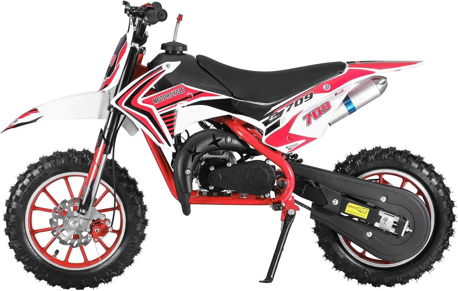 49cc 2-Stroke Kids Dirt Bike, Gas Power Motocross, Off Road Mini Motorcycle, Pocket Motorbike with Front Rear Disc Brakes, Racing Max Speed 30KM/H (Red)