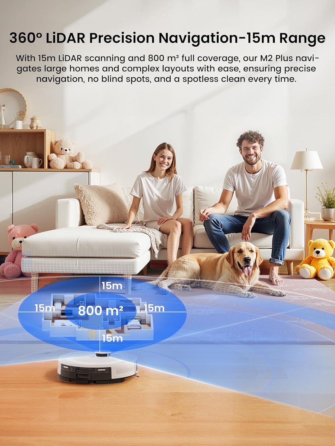 Lefant M2 Plus LiDAR Robot Vacuum and Mop with 2Packs Washable Authentic Replacement Mop Pads
