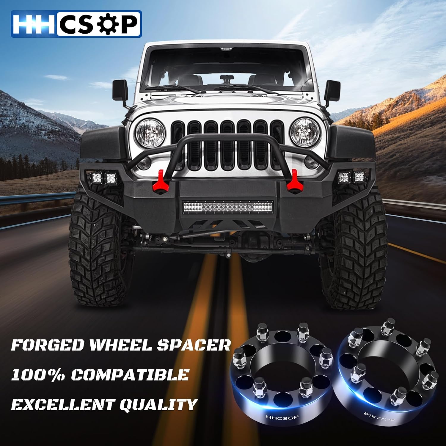 6x5.5 to 6x5.5 Wheel Spacers 2 inch Fits for 1999-2025 Chevy Silverado 1500 Tahoe GMC Sierra 1500 Forged 6 Lug 6x139.7mm Wheel Adapters M14x1.5 Hub Bore 108mm, Black 4PCS