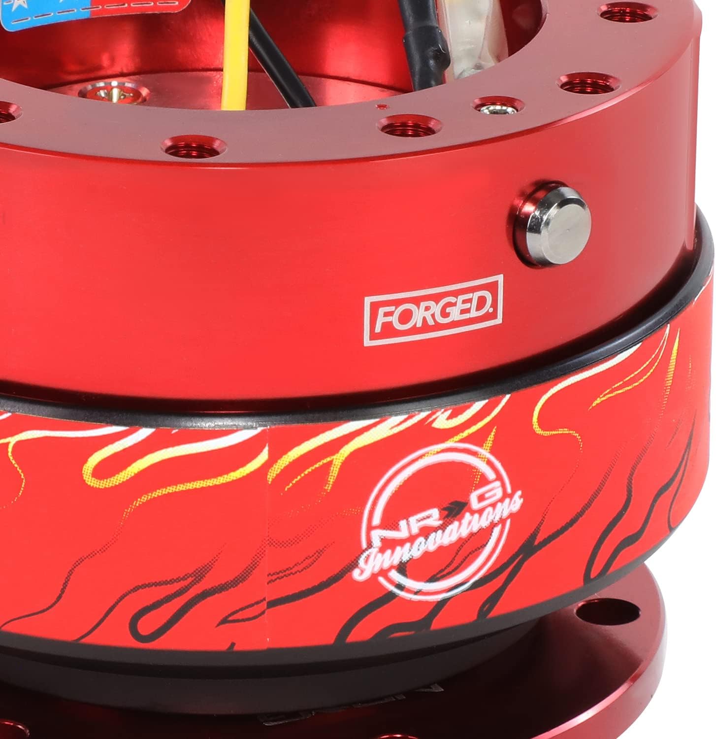 NRG Innovations GEN 2.0 Steering Wheel Quick Release Adapter, With Mounting Bolts & Allen Key, 6 X 70mm / 6 x 74mm Bolt Pattern, Red Body/Red ring with Litteral Collab, NRG-SRK-200RD-LITT
