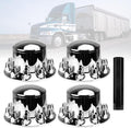 Rear Axle Wheel Covers Kit 33mm Axle Cover Chromed Thread-On Standart Lug Nut Covers with Removable Hub Caps for Semi Truck (Installation Tool Included)
