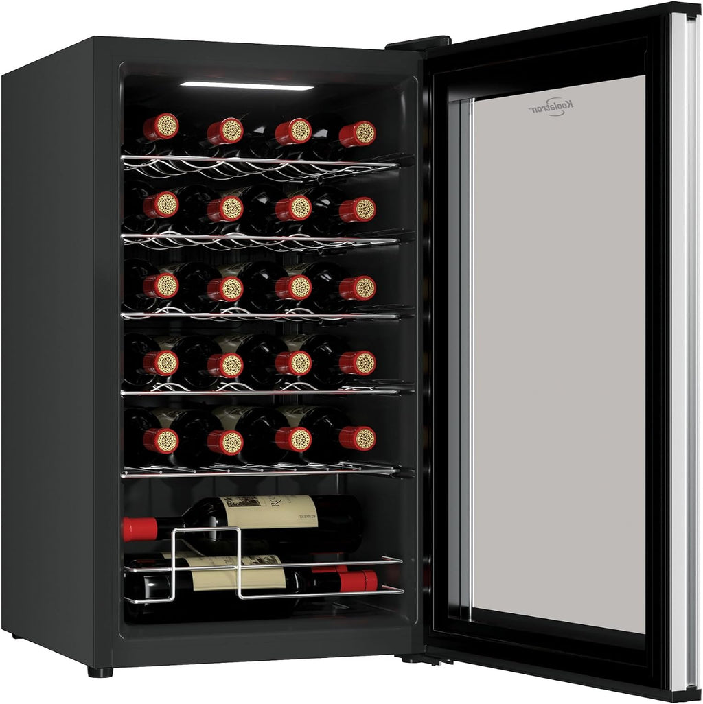 ‎Koolatron Wine Fridge - Wine Cooler, 24 Bottle Wine Cabinet for Champagne, Red & White Wine, Freestanding Cellar For Bar, Home, Kitchen, Double Paned Glass Door, (68L)