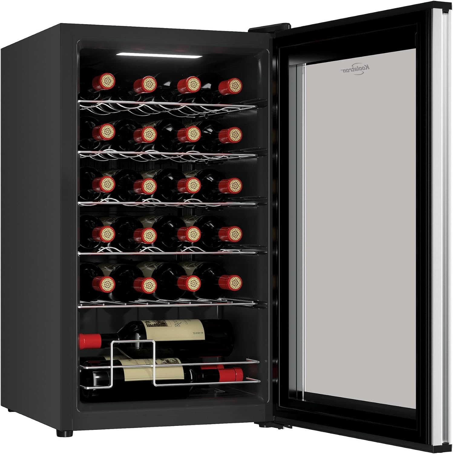 ‎Koolatron Wine Fridge - Wine Cooler, 24 Bottle Wine Cabinet for Champagne, Red & White Wine, Freestanding Cellar For Bar, Home, Kitchen, Double Paned Glass Door, (68L)