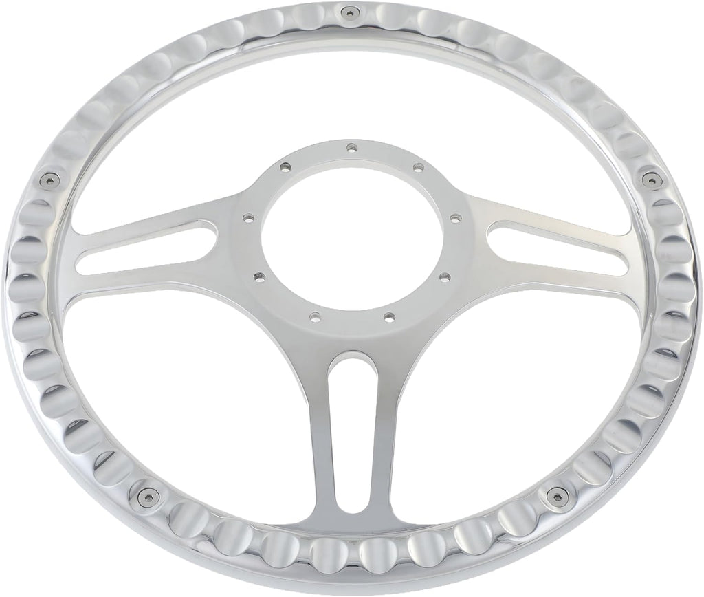 14'' Billet Half Wrap 9 Bolts Steering Wheel with 2'' Dish and Horn Button (Walnut Wood)