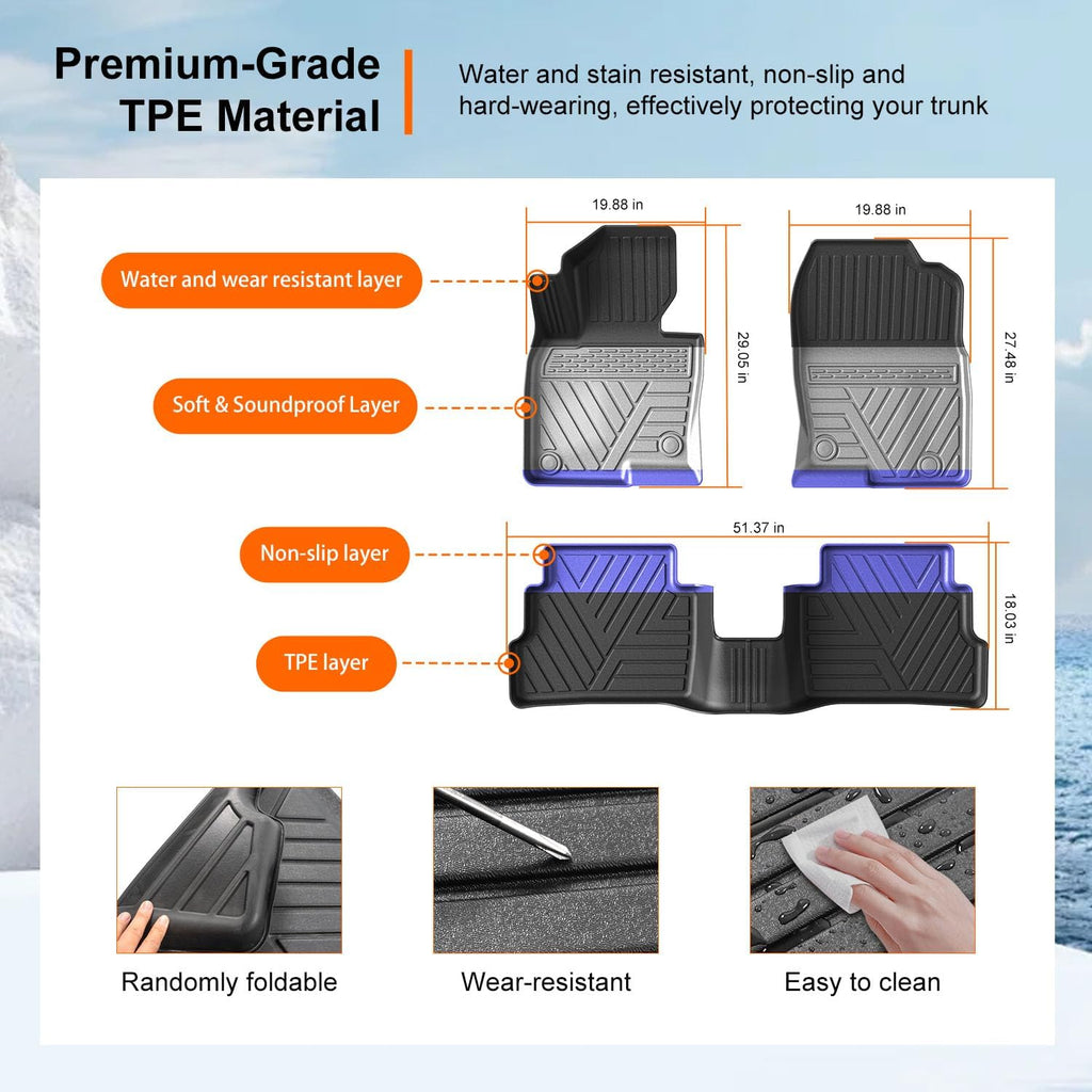 powoq Floor Mats Compatible with 2017-2022 Mazda CX-5 Trunk Mat Backrest Mat Floor Liner TPE Replacement for Mazda CX-5 2017-2022 Accessories (Trunk Mat+Backrest Mat+Floor Mats)