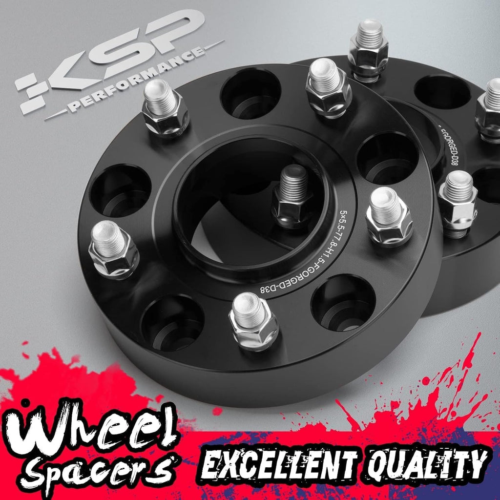KSP 5X5.5 Ram 1500 Wheel Spacers, 1.5(38mm) 5x139.7mm to 5x139.7mm Hub Centric & 5 Lug Forged Wheel Spacers, Hub Bore 77.8mm Thread Pitch M14X1.5 for 2012-2018 Dodge Ram 1500, Package of 4Pcs Black