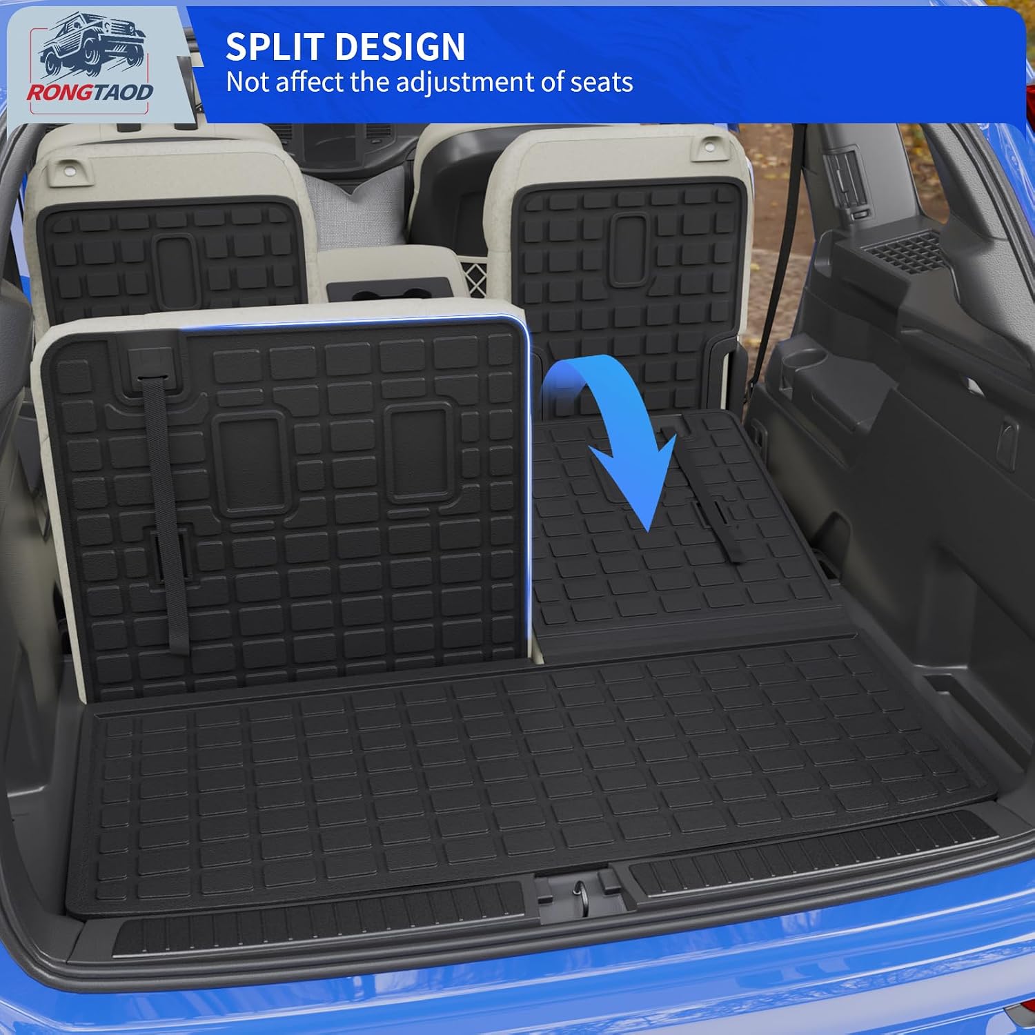 Rongtaod Floor Mats Compatible with 2023 2024 2025 2026 Honda Pilot 7&8-Seater Cargo Mat Trunk Mat Cargo Liner Kick Mats Back Seat Cover TPE All Weather Pilot Accessories (Floor Mats Full Set 7pcs)