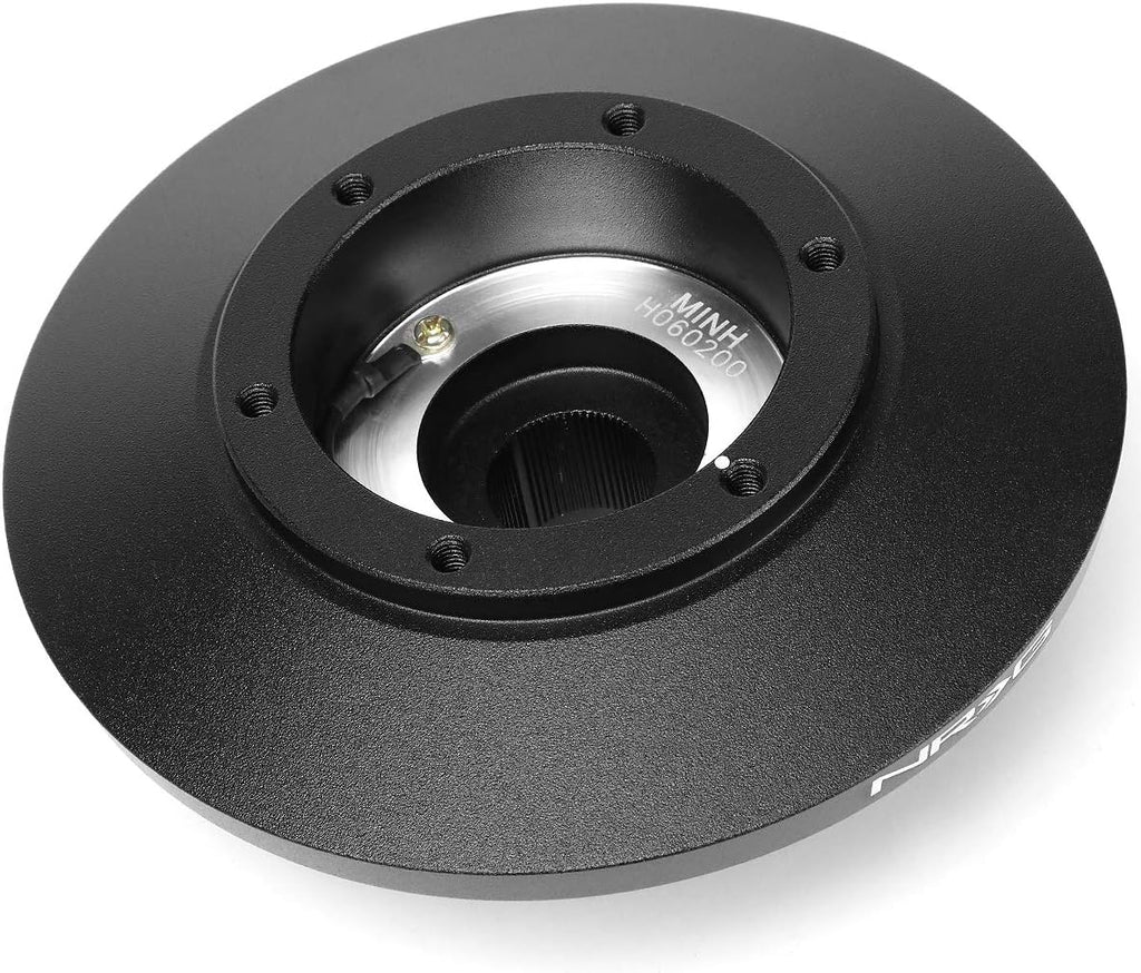 NRG Innovations Racing Style Steering Wheel Short Hub, Lockable Aluminum Steering Shaft, 6x70mm Bolt Pattern Quick Release Adapter Unit, Compatible For 07-13 Mini Cooper, Black, NRG-SRK-MINH