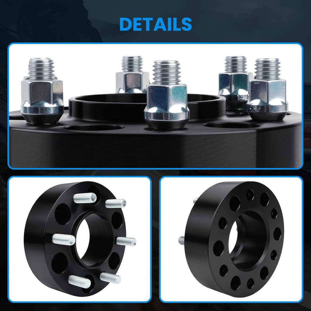 6x135 Wheel Spacers Hubcentric Real Forged Spacers Center Bore 87.1mm M14x2 Studs for 2004–2014 F-150 (2WD 4WD), 2'(50.8mm) 2003–2014 Expedition, 2003–2014 Navigator/Mark LT for 6 lug Set of 4 Black