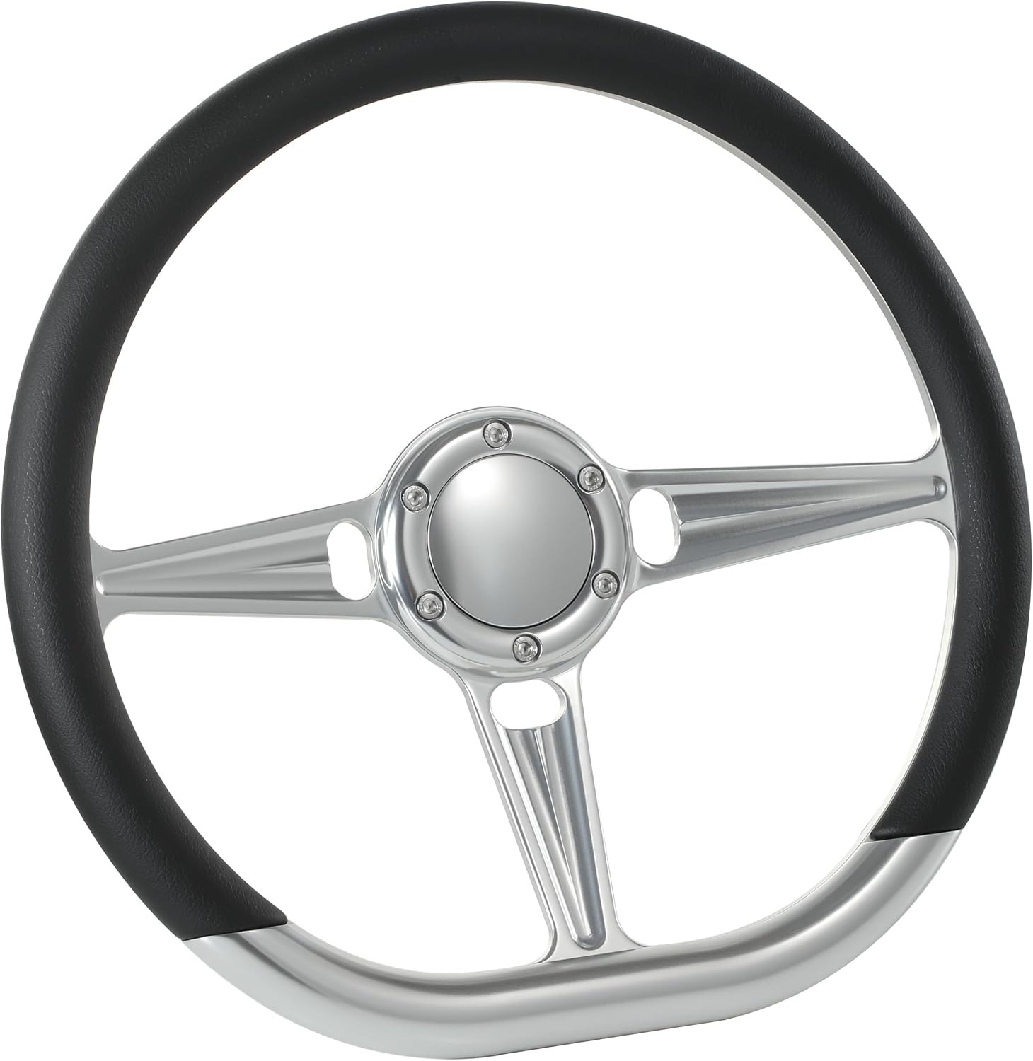 14' Satin Billet Steering Wheel with Half Wrap and Horn Button (Black)