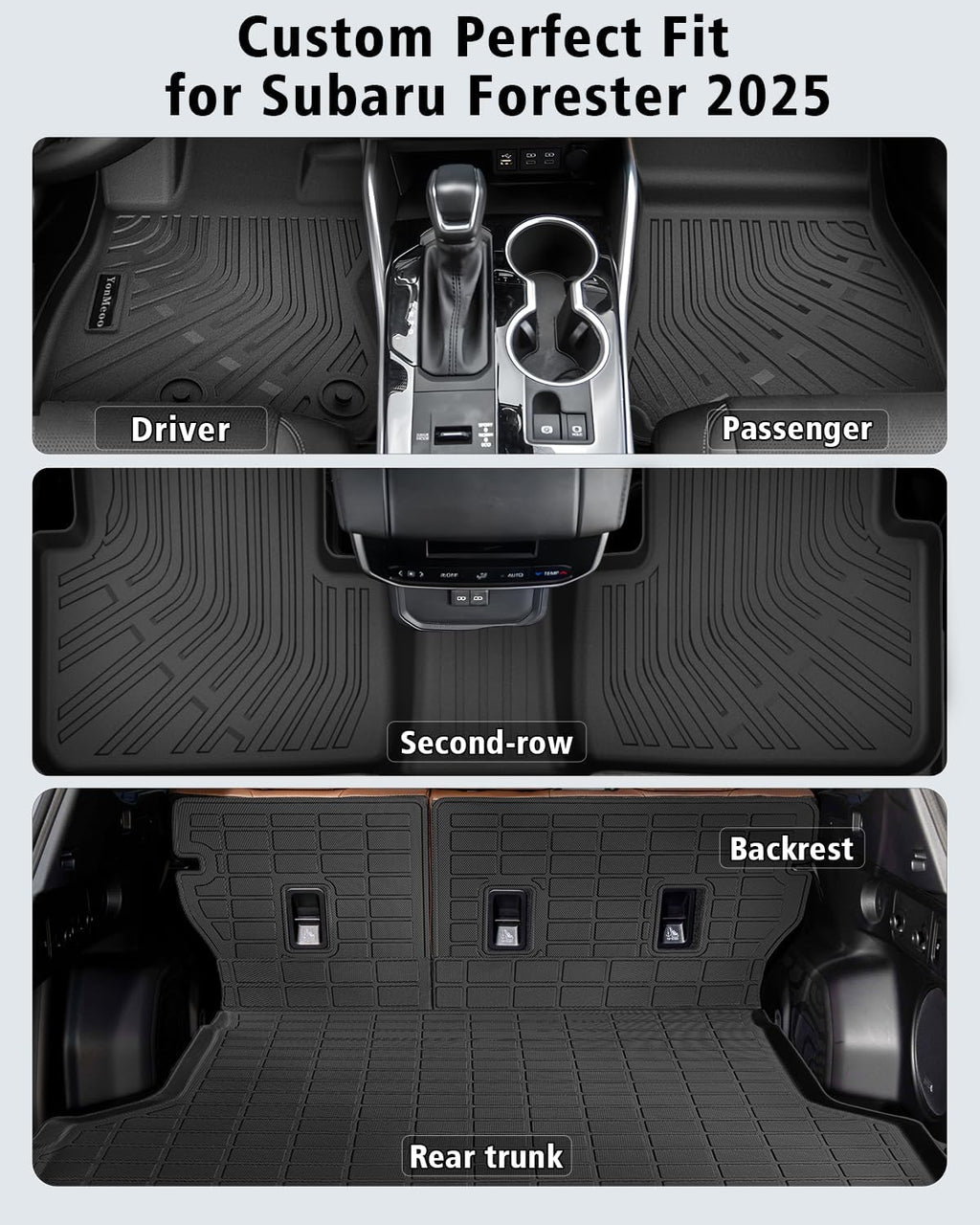 Floor Mats Custom Fit for Subaru Forester 2025 2026 Trunk Mat with Backrest Mat All Weather TPE Rubber Cargo Liner Anti-Slip Full Set for Forester 2025 Accessories (Trunk Mat+Backrest Mats+Floor Mats)