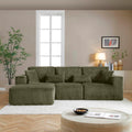 110' Cloud Couch Sectional, L Shaped Boneless Couch Sectional Couches for Living Room, Modern Comfy Corduroy Fluffy Modular Sofa with Deep Seat, No Assembly (Green, Left Facing Chaise)
