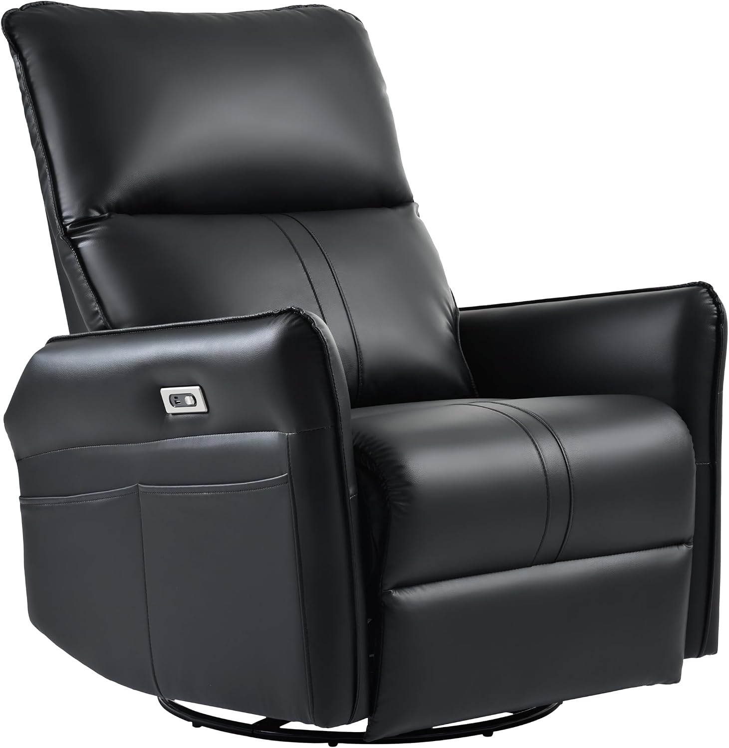 Power Swivel Rocker Recliner Chair for Nursery, Upholstered 270° Swivel Glider Chair with USB Ports, Power Recliners for Small Spaces Living Room