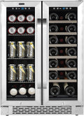 Whynter BWB-2060FDSa 24″ Built-in French Door Dual Zone 20 Bottle Wine Refrigerator 60 Can Beverage Center, Stainless Steel
