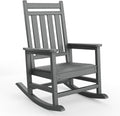 Garvee HDPE Rocking Chair Outdoor- Poly High Back Porch Rocker Chairs for Adults - All Weather Resistant Furniture for Patio Front Porch - Gray