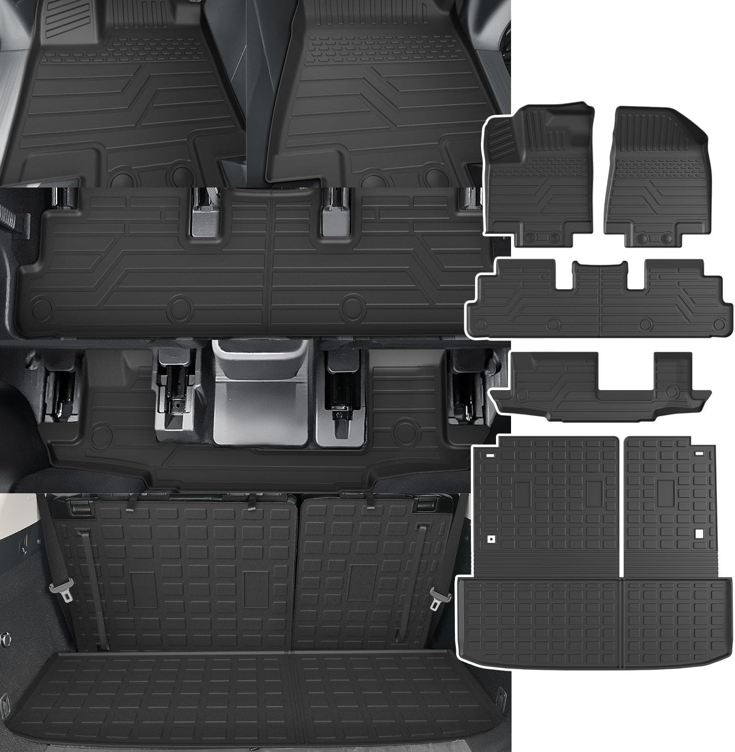 powoq Floor Mats Compatible with 2022-2026 Nissan Pathfinder Cargo Mat Floor Liner Back Seat Protector Replacement for 2022-2026 Nissan Pathfinder Accessories (Trunk Mat with Backrest Mat+Floor Mat)