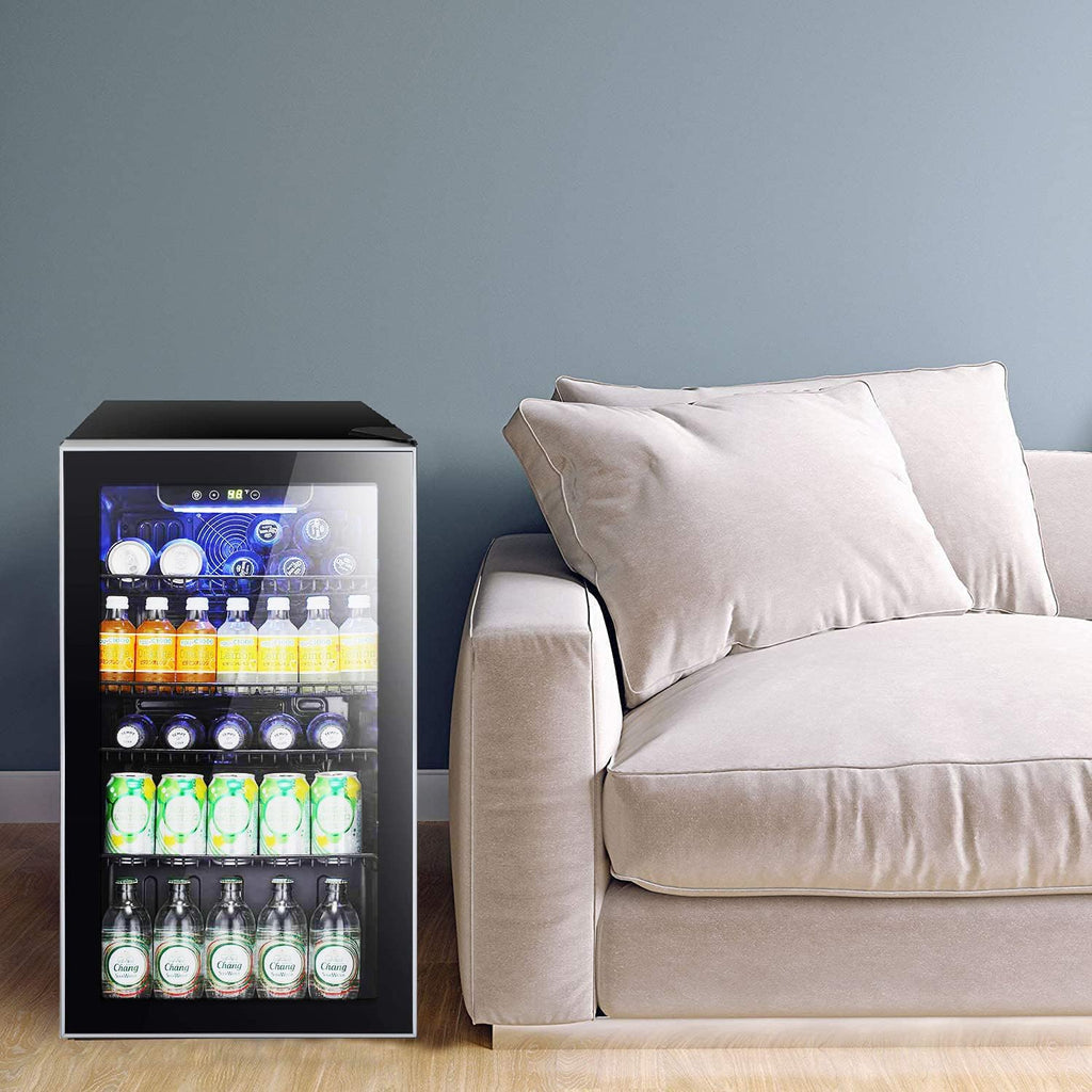Antarctic Star Beverage Refrigerator Cooler - 120 Can Mini Fridge Glass Door for Soda Beer or Wine Small Drink Dispenser Clear Front for Home, Office or Bar,3.2 cu.ft.