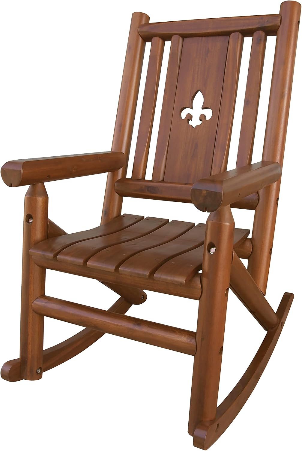 Leigh Country Amberlog Single Rocker with Fleur-De-Lis Cutout
