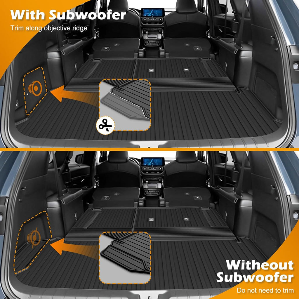 AOMSAZTO Floor Mats and Cargo Mat Compatible with 2024-2025 Toyota Grand Highlander (7 Seats Only): All Weather TPE Protection Full Set Grand Highlander Floor Liners (Not Fit Highlander)