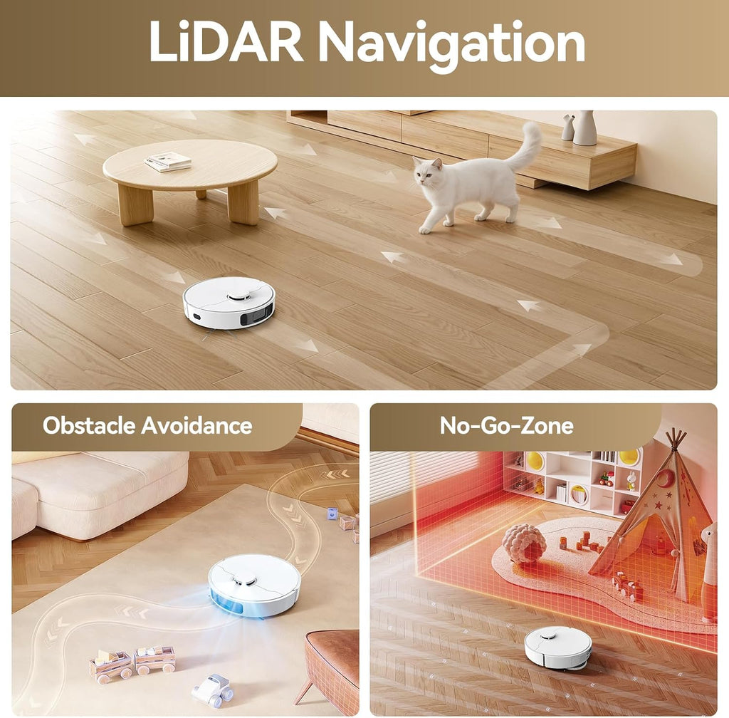 DREAME Govac 401 Robot Vacuum and Mop Combo, 100 Days Self-Emptying Robotic Vacuum, 15,000Pa Suction, Auto Mop Wash & Heat Dry, 10.5mm Auto-Lift Robot Vacuum Cleaner for Pet Hair/Carpet/Hard Floor