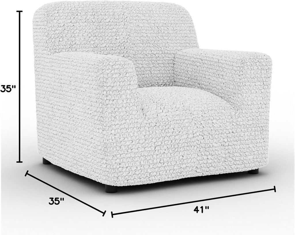 PAULATO BY GA.I.CO. Stretch Sofa Slipcover 1-Piece Elastic Couch Covers for 3-Seater & 4-Seater Sofa Loveseat Armchair Non-Slip Cover Machine Washable Protector – Crisp White (21'-39' Wide)