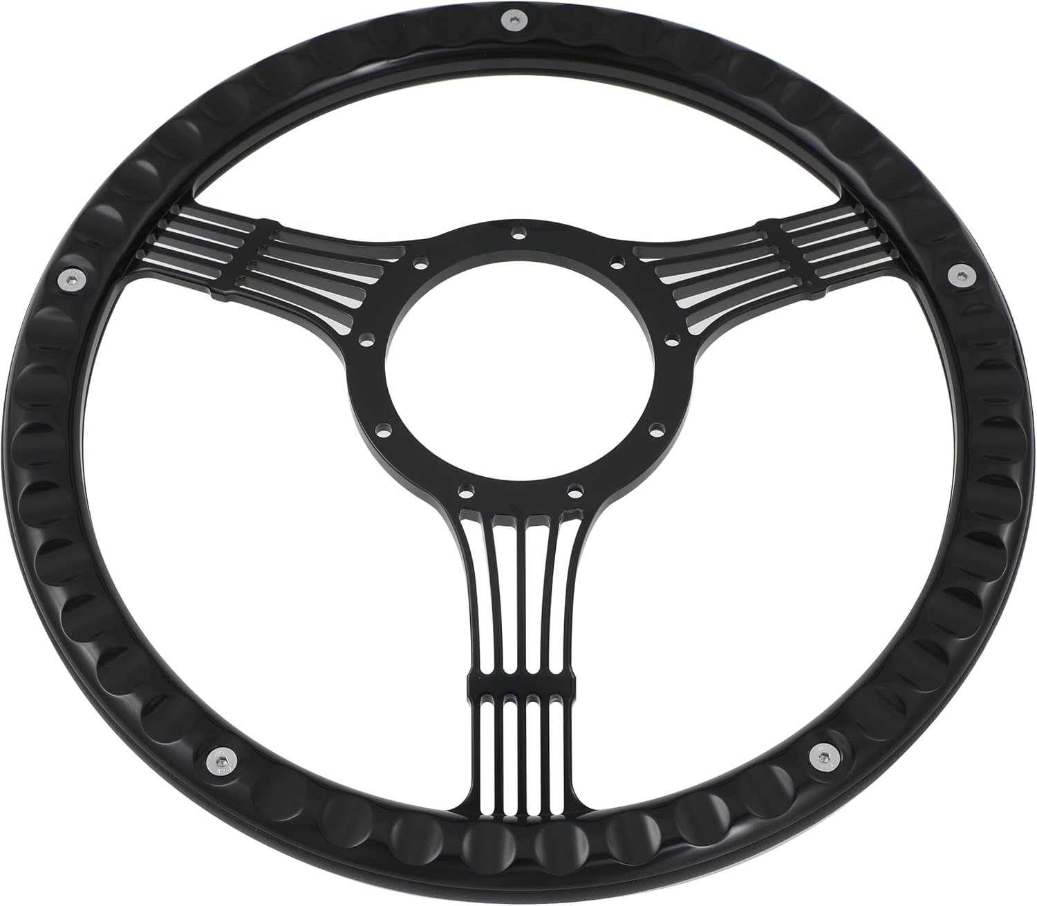 14'' Billet Banjo Half Wrap Steering Wheel with 9 Bolts 2'' Dish and Horn Button (Walnut Wood)