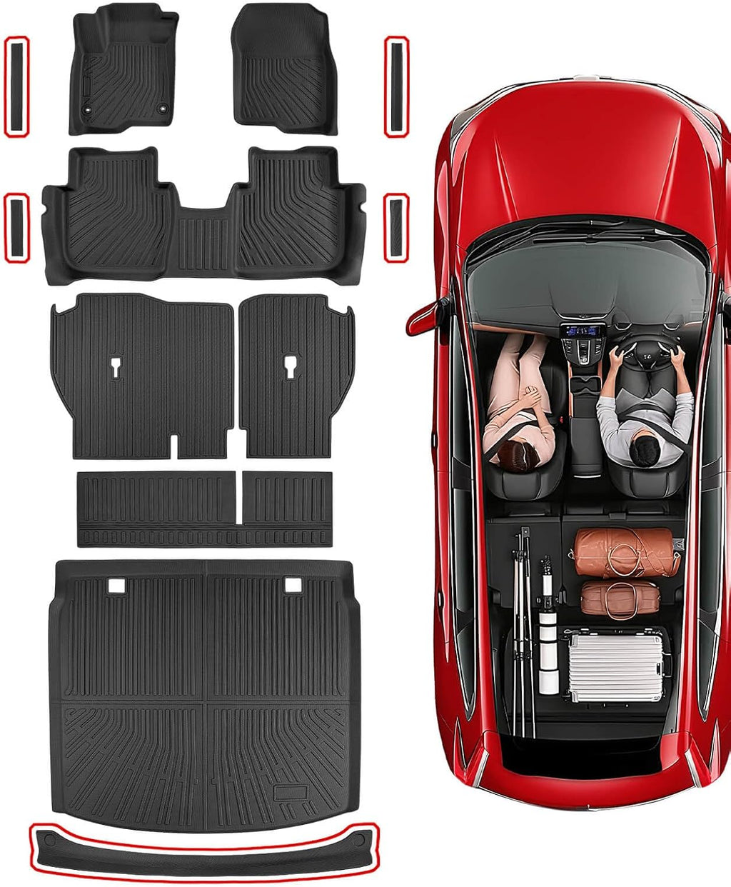 TAPTES All Weather Floor Mat for Honda CRV Hybrid Gas 2026 2025 2024 2023 | Full Set Car Liner Backrest Cargo Trunk & Door Sill Guards Covers | Rubber Carpet CR-V Interior Accessories 2023-2026