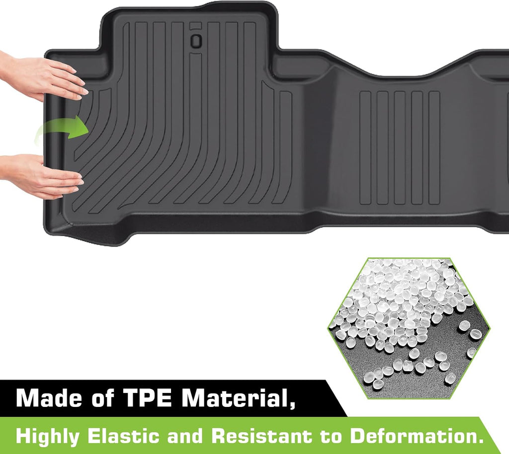Floor Mats for Honda Pilot 2009-2015 (Fit for 2009-2015 Honda Pilot EX/EX-L/LX/SE/Touring), TPE Waterproof Non-Slip All Weather Protection Custom, Floor Mats & Cargo Liner & Seatback Mat (with Velcro)