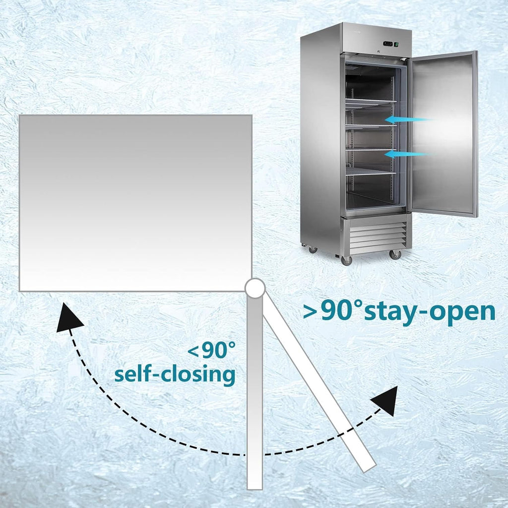 JINSONG 27' Commercial Refrigerator, 23 Cu.Ft Reach-in Stainless Steel Fridge with Single Solid Door for Restaurant, Bar, Shop, or Home Use