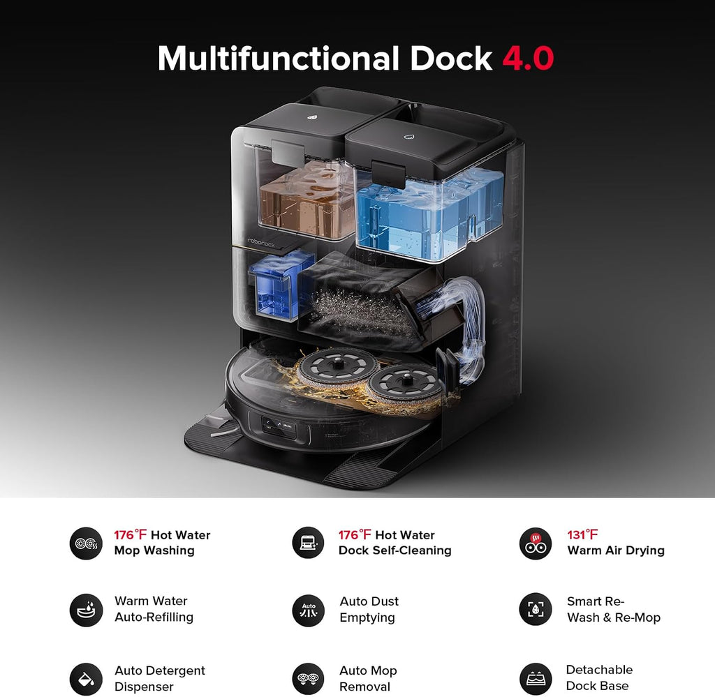 roborock Saros Z70 Robot Vacuum and Mop, OmniGrip Arm, AI-Powered, 22,000Pa Suction, 3.14'' Ultra Slim, FlexiArm Riser Technology, AdaptiLift Chassis, Obstacle Avoidance, Auto Mop Washing & Drying