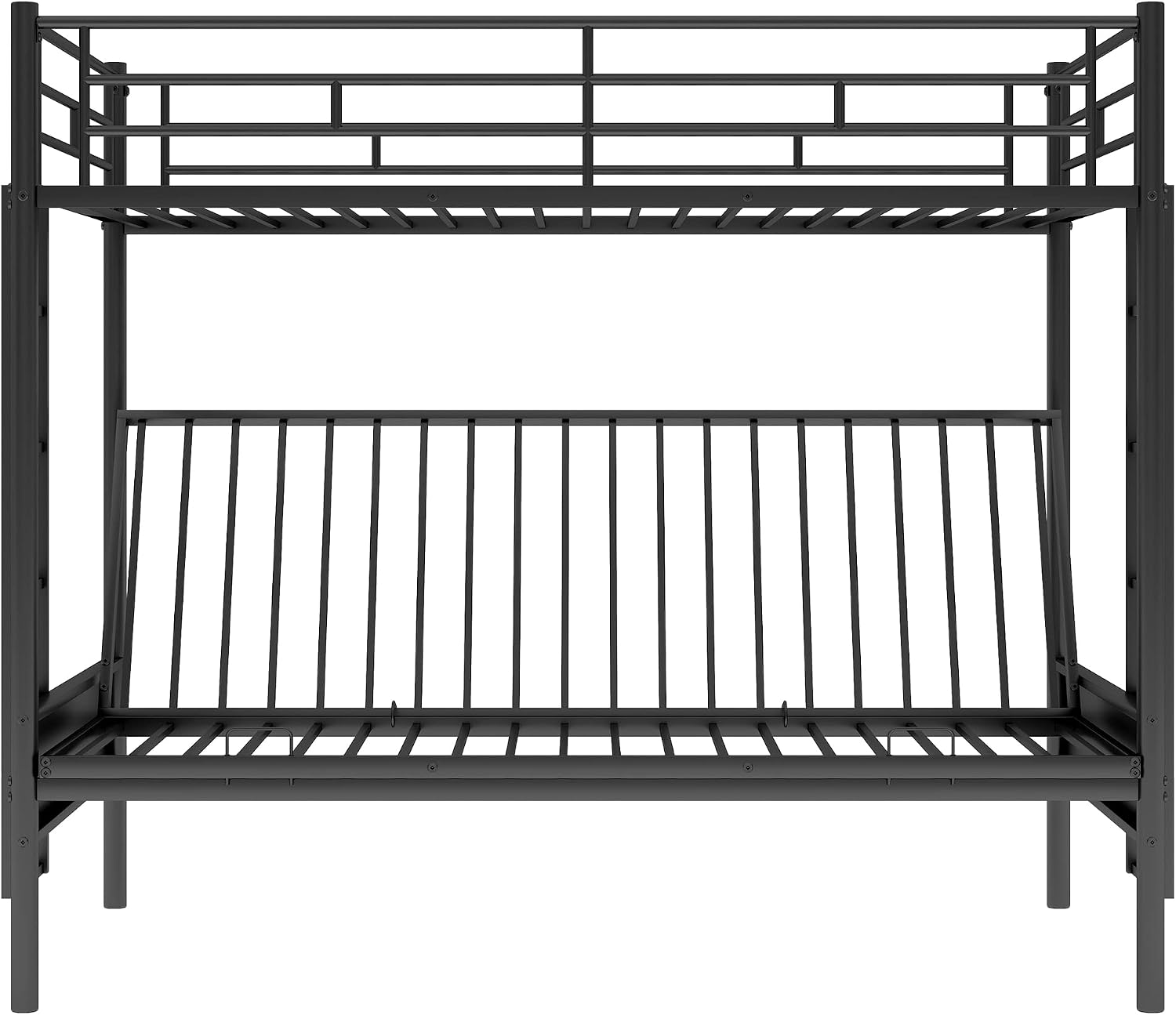 Anwick Twin-Over-Futon Convertible Couch and Bed, Metal Futon Bunk Bed with Guardrails and Ladder, Sturdy Steel Foldable Sofa-Bed for Kids Adults Teens (Twin Over Full Metal Bunk Bed, Twin)