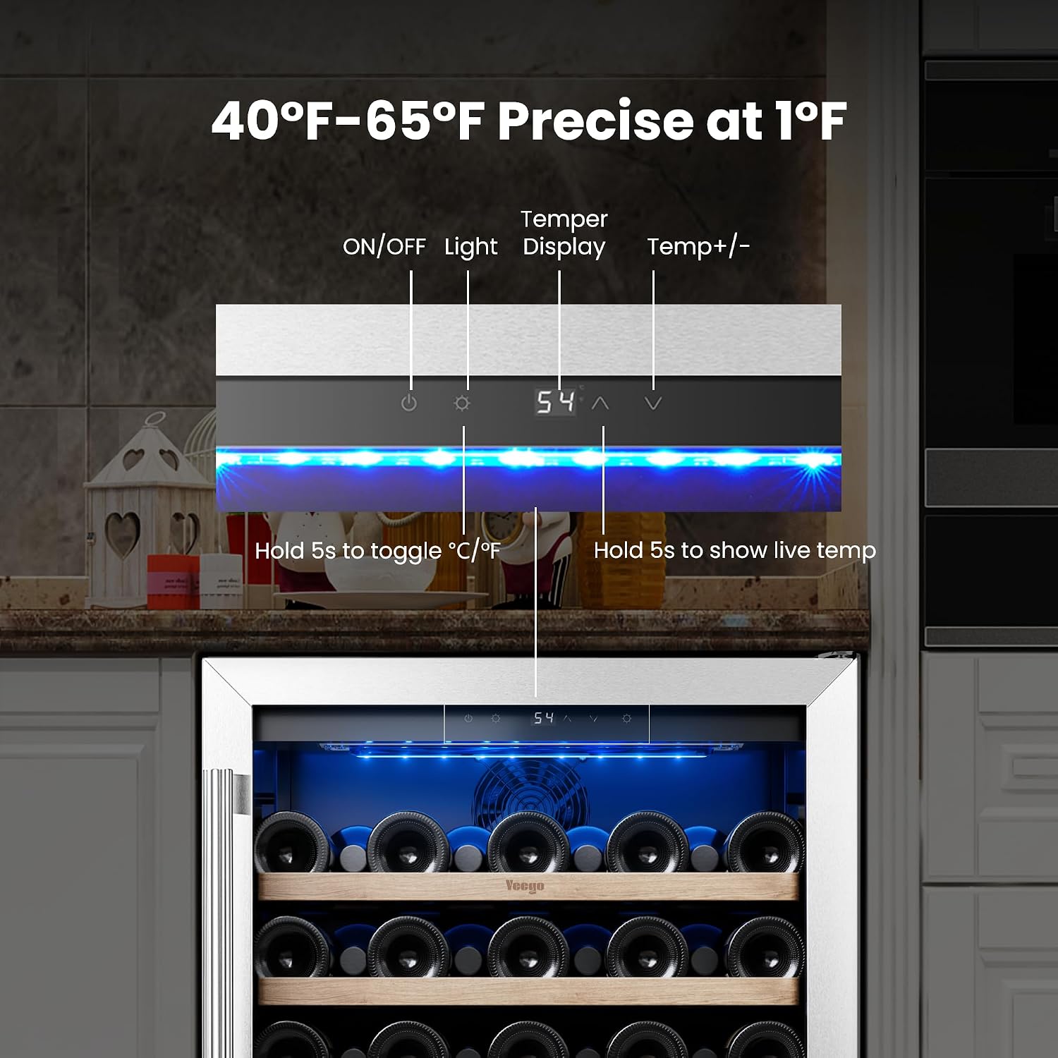 Yeego 48 inch Wine & Beverage Fridge Combo - Wine Cooler with Glass Doors, Hold 47 Bottles and 180 Cans, Built-in, Under Counter & Freestanding, Ideal for Bars, Offices, Restaurants