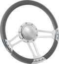 14'' Billet Trinity Half Wrap 9 Bolts Steering Wheel with 2'' Dish and Horn Button (Light Grey)