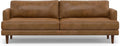SIMPLIHOME Livingston Sofa - 90 inch Wide Top Grain Genuine Leather Sofa in Caramel Brown, Mid-Century Modern 3-Seater Couch for Living Room with Feather-Wrapped Cushions and Solid Wood Frame