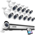 ZOSI H.265+ 1080p 16 Channel Security Camera System, 16CH DVR Recorder with AI Human Vehicle Detect, 12 x 1080p Weatherproof CCTV Bullet Camera Outdoor Indoor 80ft Night Vision, Motion Alerts, 2TB HDD