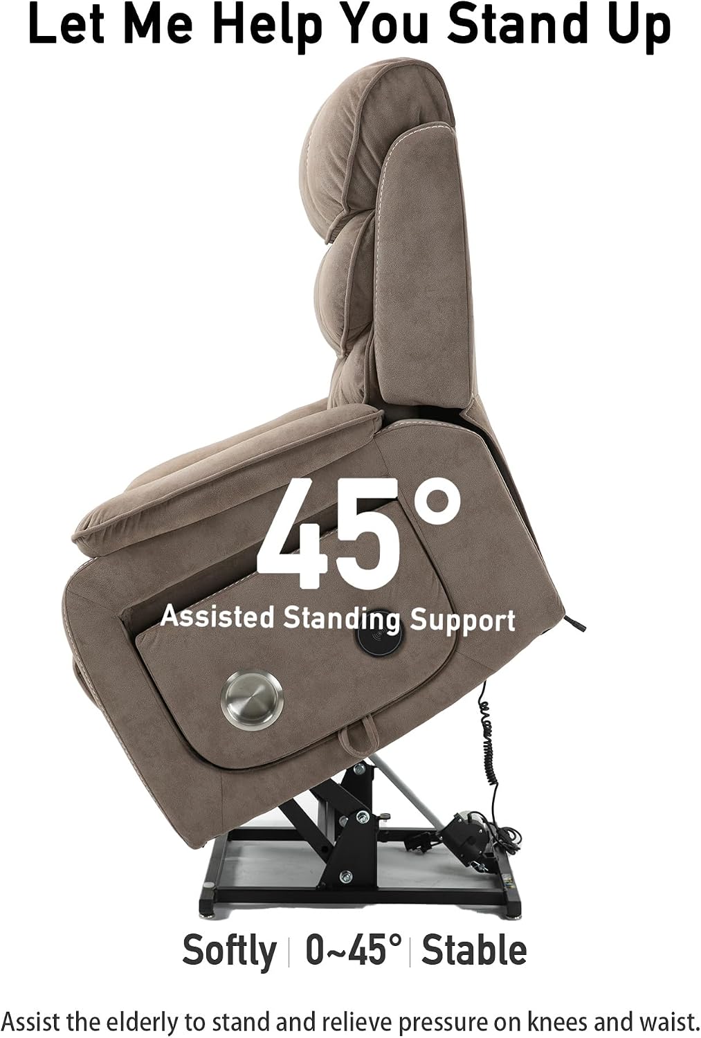 Power Lift Lazy Boy Recliner Chair, 2 Motor Flat Recliner, Nursing Lift Chair with Massage and Lumbar Heating, Adult Power Recliner with Side Pockets, Folding Table, Remote Control