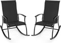 Tangkula Patio Rocking Chairs Set of 2, Outdoor Rocking Chair with Smooth & Safe Rocking Motion, Ergonomic Backrest, Breathable Fabric, All-Weather Outdoor Rocker for Backyard, Poolside (1,Black)