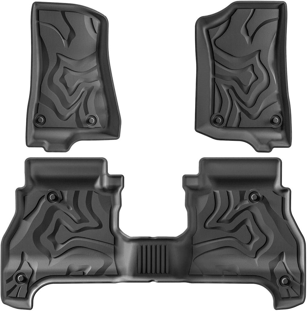 for Jeep Gladiator JT 2020-2024 TPE Floor Mats with Cargo Liner Trunk Mat Waterproof Wear-Resistant Protective Accessories Set(LHD 3PCS)