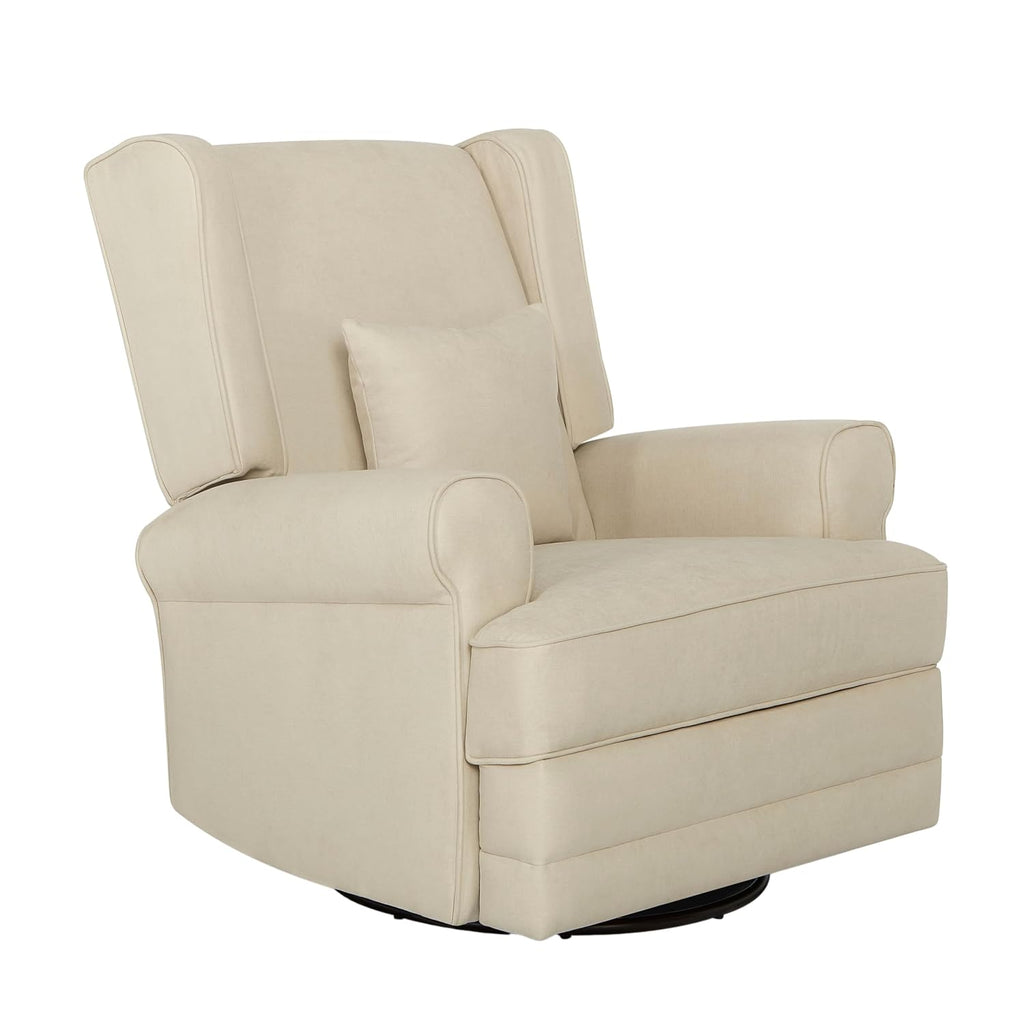 Evolur Melbourne Wing Back Swivel Glider I Nursery Glider I Durable Soft Fabric I Bonus Pillow