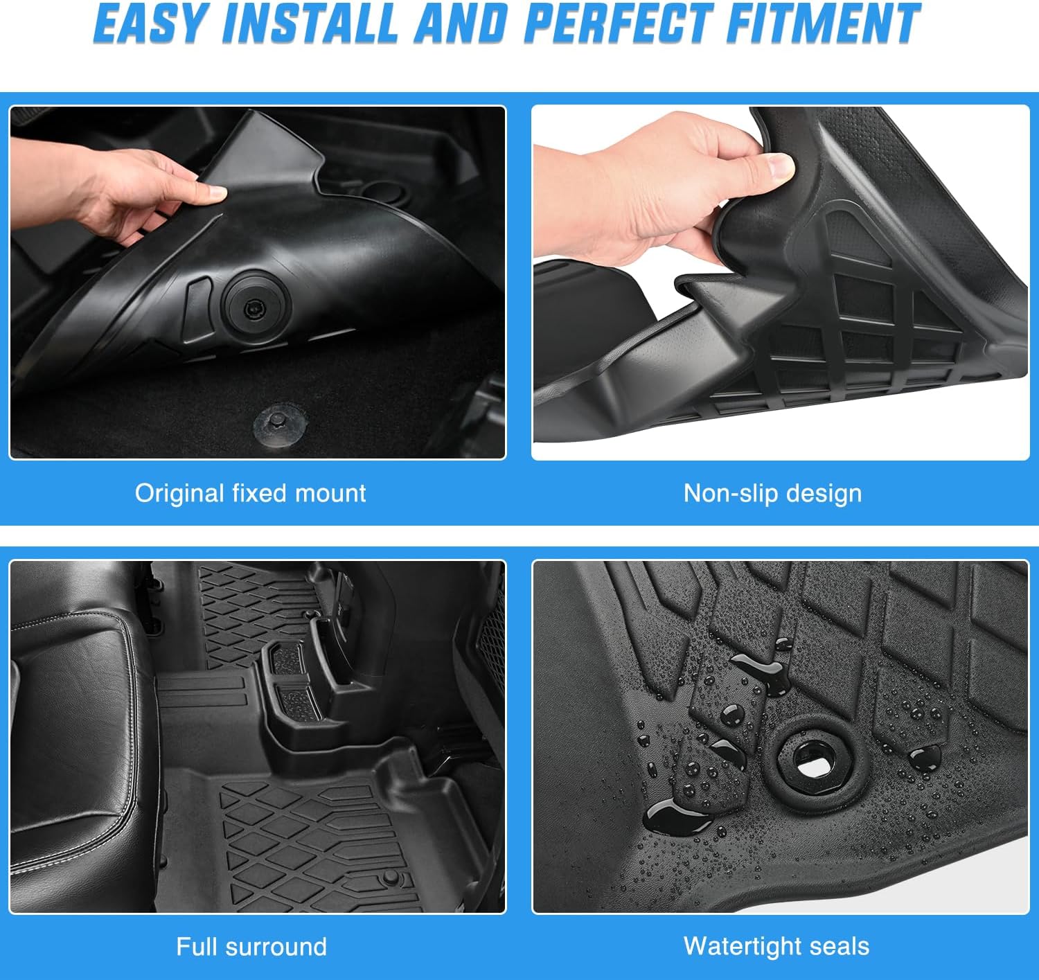 Nilight TPE Floor Mats for Ford Fusion Lincoln MKZ 2017 2018 2019 2020,All Weather Custom Fit Heavy Duty Floor Liners