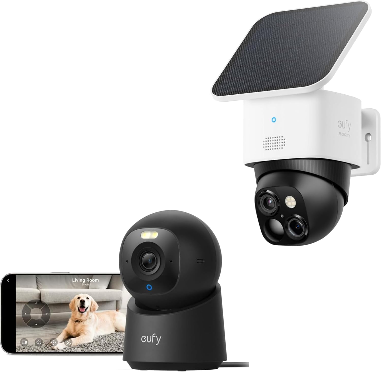 eufy Security Indoor Cam E30 & SoloCam S340(Bundle), Latest Generation, 4K UHD Security Camera, 360 Pan-Tilt, Color Night Vision, Al Detection for Human/Pet/Audio/Crying, Works with Homekit