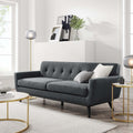 Modway Engage Mid-Century Modern Herringbone Fabric Sofa in Charcoal